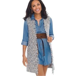 Chico's XL oversized Soft Fringe Cardigan Sweater Multi cozy grannycore Size: 3